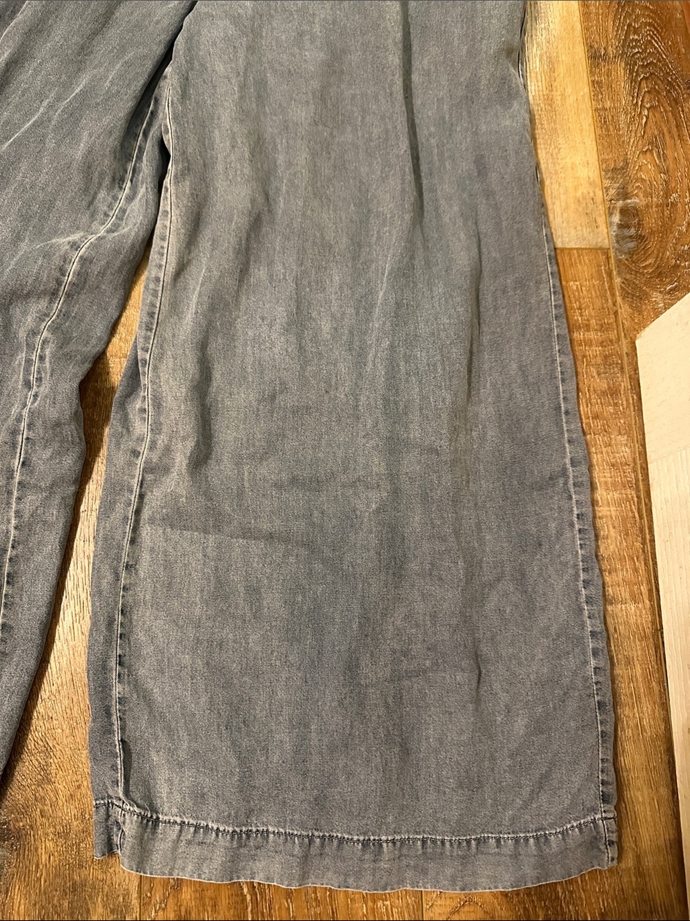 So me WIDE LEG JUMPSUIT romper W BACK tie Tencel cotton flowy size Small - Picture 2 of 6